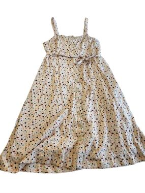 Madewell Square Neck Tank Midi Dress Terrazzo Print Cream Button Front Sun Dress